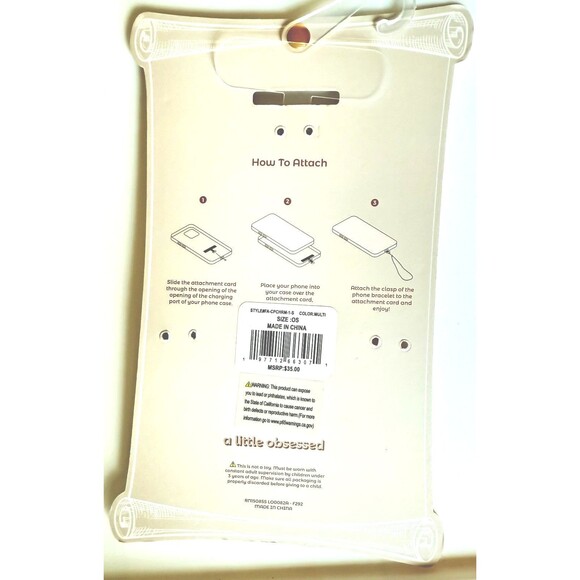 A Little Obsessed Phone Charm Bracelet Heart~tiger ~Cherry~pepper Lock n Key NEW - Picture 2 of 5